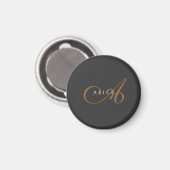 Aimant Monogramme plat tendance Nom initial (Recto/Verso)