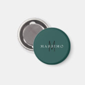 Aimant Monogramme Professionnel Gris Bleu Votre Nom (Recto/Verso)