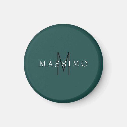 Aimant Monogramme Professionnel Gris Bleu Votre Nom (Devant)