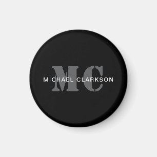 Aimant Monogramme professionnel moderne noir et blanc