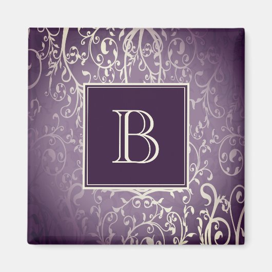 Aimant Monogramme Purple Élégant (Devant)