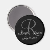 Aimant Monogramme R Mariage mariée pièce date magnétique (Recto/Verso)