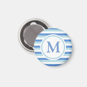 Aimant Monogramme rayé bleu et blanc (Recto/Verso)