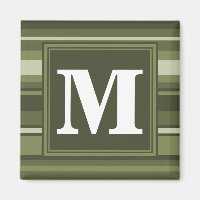 Monogramme rayures vert olive