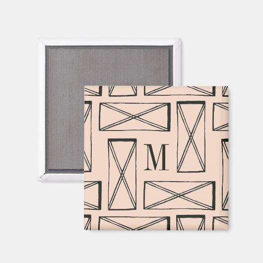 Aimant Monogramme | Rectangle géométrique X Design (Recto/Verso)