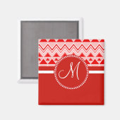 Aimant Monogramme Red Aztec Andes Triangle Tribal Mounts (Recto/Verso)