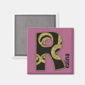 Aimant monogramme rétro - R (Recto/Verso)