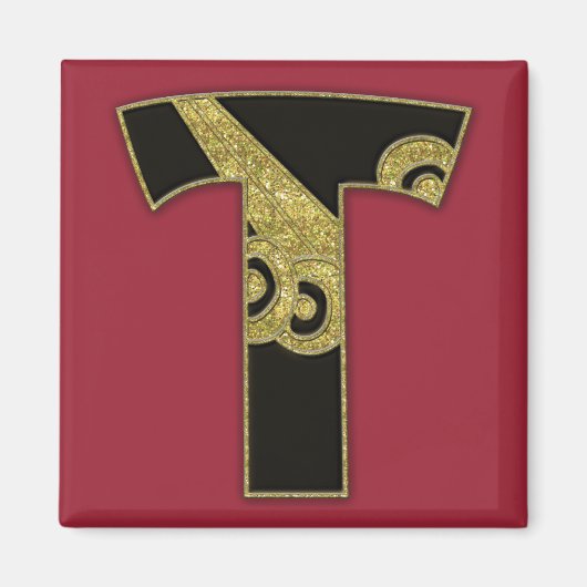 Aimant monogramme rétro - T (Devant)