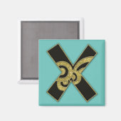 Aimant monogramme rétro - X (Recto/Verso)