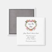 Aimant Monogramme Romantique Roses Floral Coeur Enregistr (Recto/Verso)