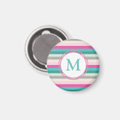 Aimant Monogramme Rose Bleu et Vert (Recto/Verso)