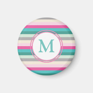 Aimant Monogramme Rose Bleu et Vert
