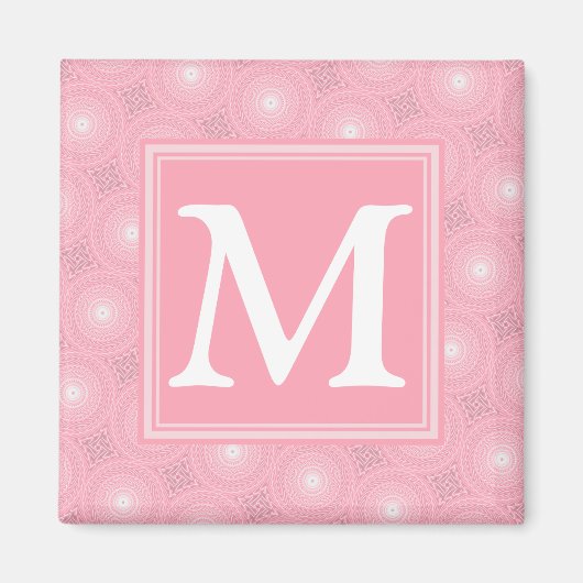Aimant Monogramme rose cercles motif (Devant)