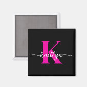 Aimant Monogramme Rose Chaude Noir (Recto/Verso)