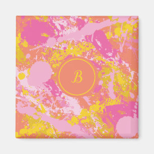 Aimant Monogramme rose et orange
