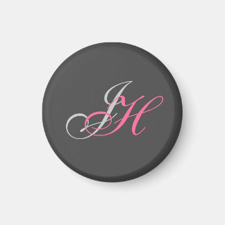 Aimant Monogramme rose gris personnalisé Simple