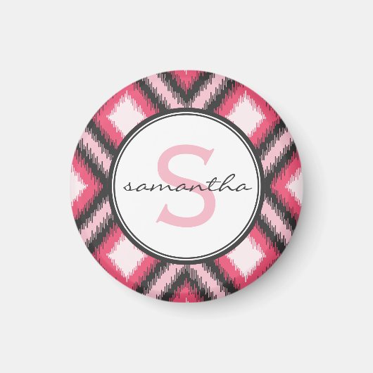 Aimant Monogramme rose Ikat (Devant)