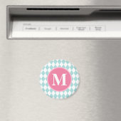 Aimant Monogramme rose Motif Aqua Blue Diamonds (In Situ (Lave-vaisselle))