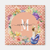 Aimant Monogramme Rose or Parties scintillant sirène éche (Devant)