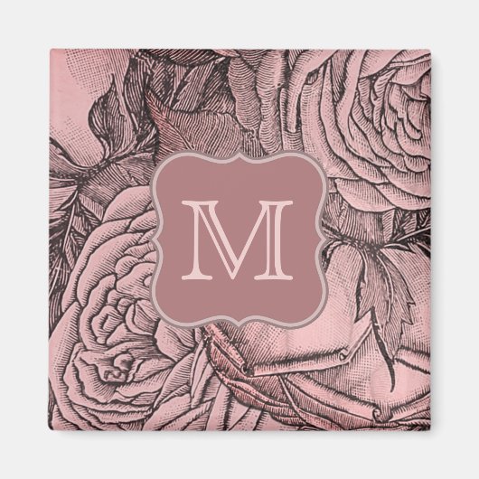 Aimant Monogramme rose pâle Rose (Devant)