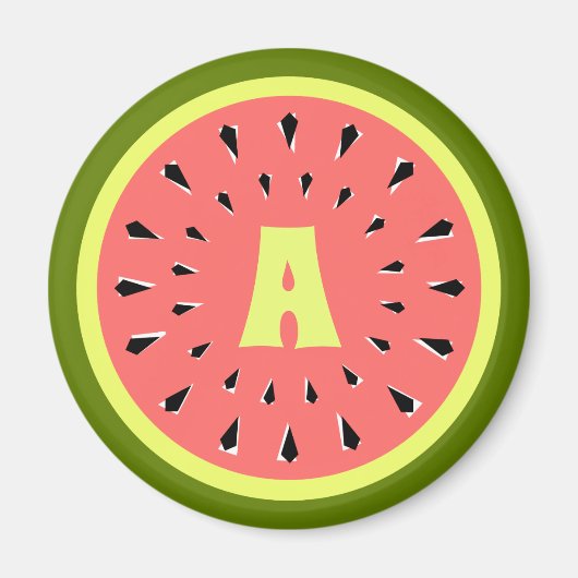 Aimant Monogramme rose pastèque (Devant)