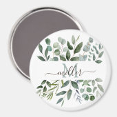 Aimant Monogramme Sage Green Eucalyptus Feuilles de verdu (Recto/Verso)