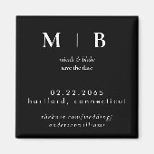 Aimant Monogramme simple B/W Mariage Enregistrer la date  (Devant)