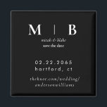 Aimant Monogramme simple B/W Mariage Enregistrer la date<br><div class="desc">Noir et blanc contemporain Monogramme mariage Enregistrer l'aimant de date. Simple.</div>