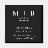 Aimant Monogramme simple B/W Mariage Enregistrer la date (Devant)