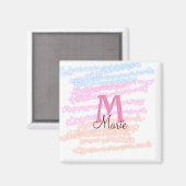 Aimant Monogramme simple couleur paillettes scintillement (Recto/Verso)