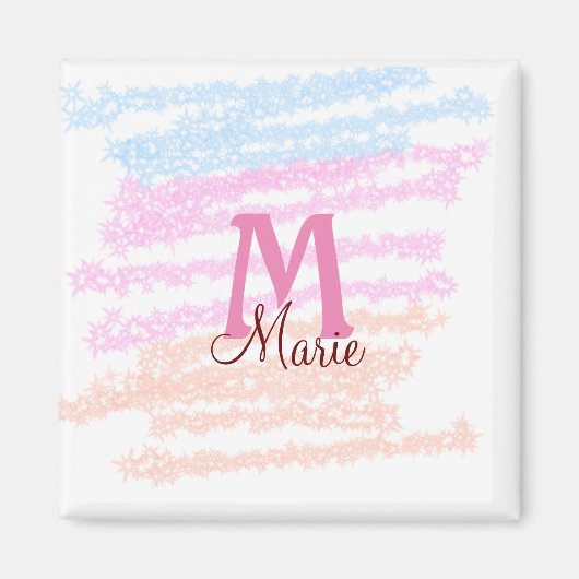 Aimant Monogramme simple couleur paillettes scintillement (Devant)