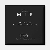 Aimant Monogramme simple et élégant Mariage noir Enregist (Devant)