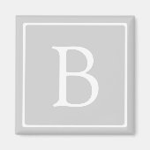 Aimant Monogramme simple gris clair (Devant)