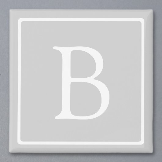 Aimant Monogramme simple gris clair
