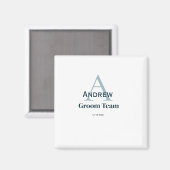 Aimant monogramme simple personnalisé équipe du marié gar (Recto/Verso)