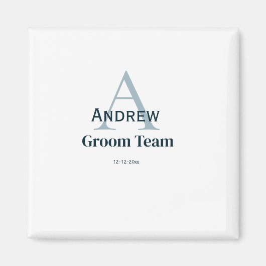 Aimant monogramme simple personnalisé garçon d'honneur éq (Devant)