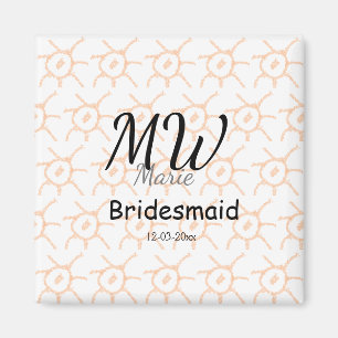 Aimant monogramme simple personnalisé nom demoiselle d'ho