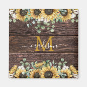 Aimant Monogramme Tournesol Jaune Eucalyptus Bois Marron (Devant)