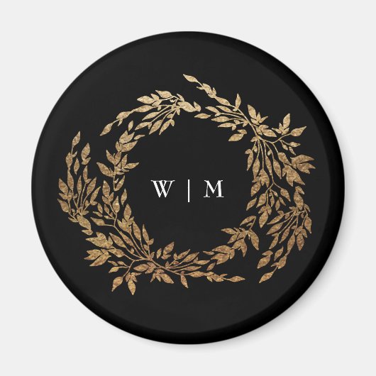 Aimant Monogramme traditionnel Noir Crest Mariage classiq (Devant)