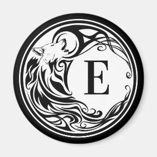 Aimant Monogramme tribal de loup