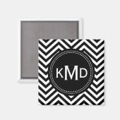 Aimant Monogramme trio classique noir blanc Chevron (Recto/Verso)