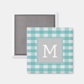 Aimant Monogramme turquoise Plaid Buffalo (Recto/Verso)