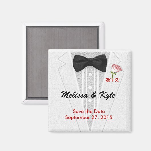 Aimant Monogramme Tuxedo avec Rose (Recto/Verso)