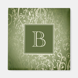 Aimant Monogramme Vert Élégant