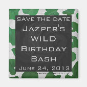 Aimant Monogramme vert et blanc de vache (Devant)