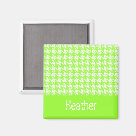 Aimant Monogramme vert et blanc motif (Recto/Verso)