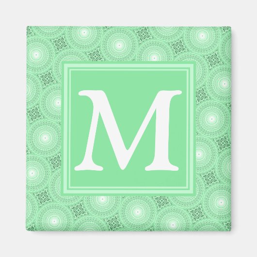 Aimant Monogramme vert ressort cercles motif (Devant)