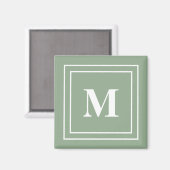 Aimant Monogramme vert Sage moderne (Recto/Verso)