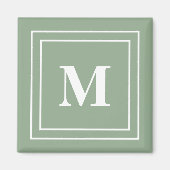Aimant Monogramme vert Sage moderne (Devant)