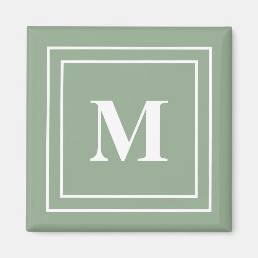 Aimant Monogramme vert Sage moderne (Devant)
